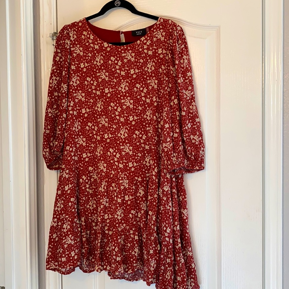 Dusty rose/maroon mini boho dress